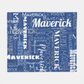 Modern Graffiti Blue Long Names Pattern Fleece Deken (Voorkant (Horizontaal))