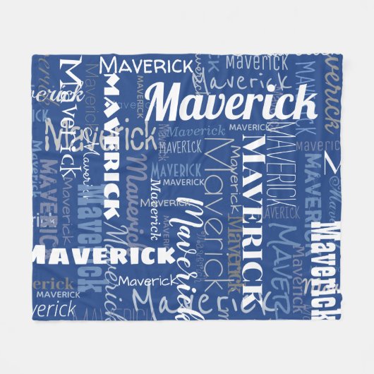 Modern Graffiti Blue Long Names Pattern Fleece Deken (Voorkant (Horizontaal))