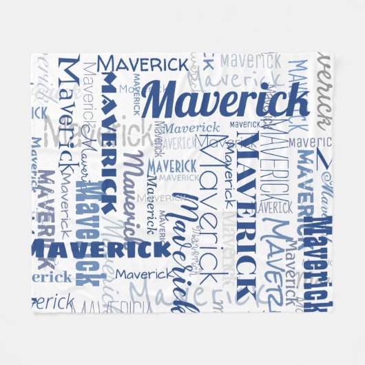 Modern Graffiti Blue White Long Names Pattern Fleece Deken (Voorkant (Horizontaal))