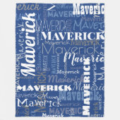 Modern Graffiti Dark Blue Long Names Patroon Fleece Deken (Voorkant)