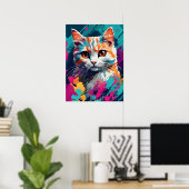 Modern Graffiti Style Cat Poster (Thuiskantoor)
