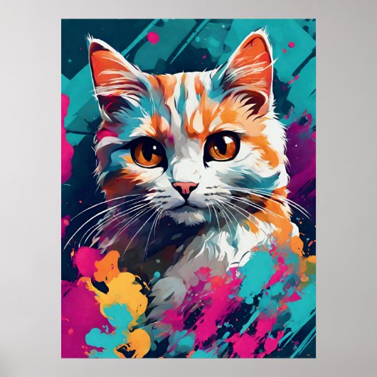 Modern Graffiti Style Cat Poster (Voorkant)