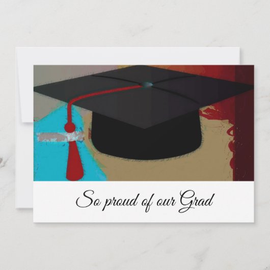 Modern grafisch Afstuderen Mortar Board Flat Aankondiging (Voorkant)