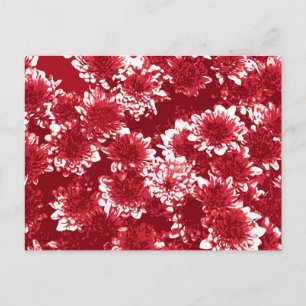 Modern grafisch dahlia patroon, donkerrood en wit briefkaart