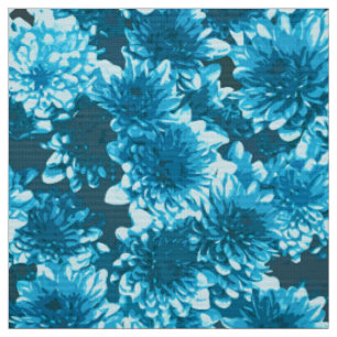 Modern Grafisch Dahlia Patroon, Indigo Blauw Stof