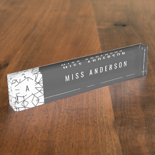 Modern grafisch, geometrisch naambordje (Zijkant)