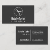 Modern, grafisch, minimalistisch, zwart, haarstijl visitekaartje (Voorkant / Achterkant)