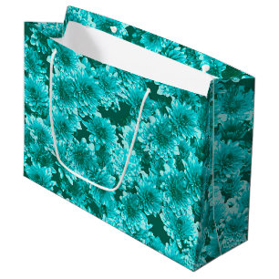 Modern grafisch patroon, Blauwgroen en Aqua Large Cadeautasje