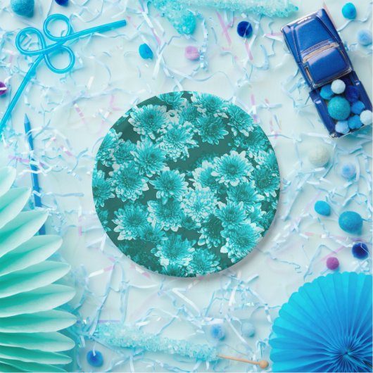 Modern grafisch patroon, Blauwgroen en Aqua Papieren Bordje (Feest)