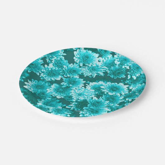 Modern grafisch patroon, Blauwgroen en Aqua Papieren Bordje (Gekanteld)