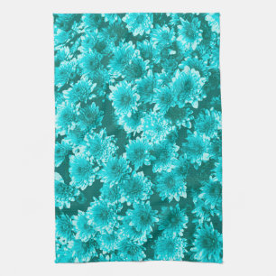 Modern grafisch patroon, Blauwgroen en Aqua Theedoek
