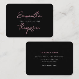 Modern grafisch roze zwart professioneel script visitekaartje