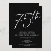 Modern grafisch script 75e verjaardag kaart (Voorkant / Achterkant)