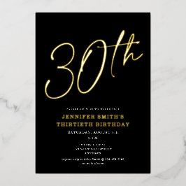 Modern grafisch script Dertigste 30e verjaardag Folie Uitnodiging
