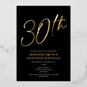 Modern grafisch script Dertigste 30e verjaardag Folie Uitnodiging (Voorkant)