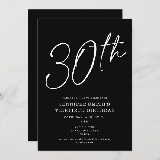 Modern grafisch script Dertigste 30e verjaardag Kaart (Voorkant / Achterkant)