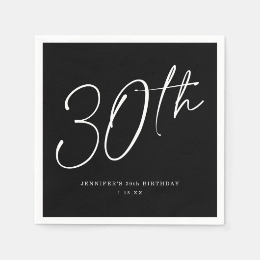 Modern grafisch script Dertigste 30e verjaardag Servet (Voorkant)