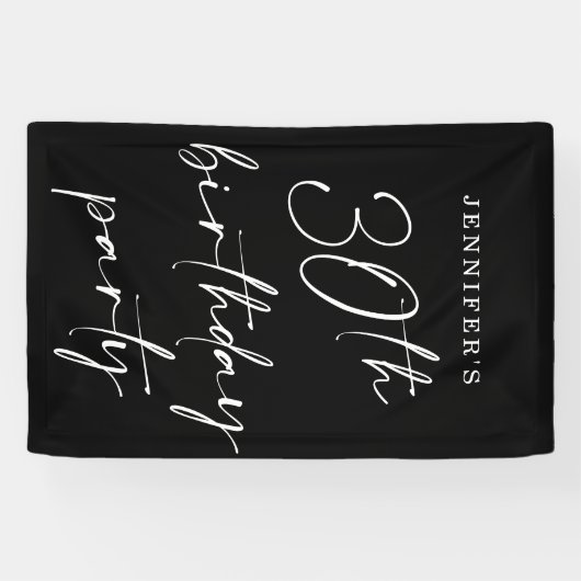 Modern grafisch script Dertigste 30e verjaardag Spandoek (Horizontaal)