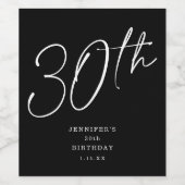 Modern grafisch script Dertigste 30e verjaardag Wijn Etiket (Enkel label)