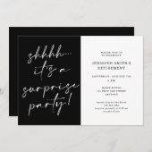 Modern grafisch script Shhh Surprise Retirement Pa Kaart (Voorkant / Achterkant)