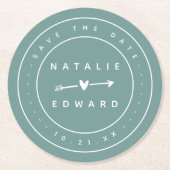 Modern, grafisch sparen de datum ronde kartonnen onderzetter (Voorkant)