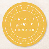 Modern, grafisch sparen de datum ronde kartonnen onderzetter (Voorkant)