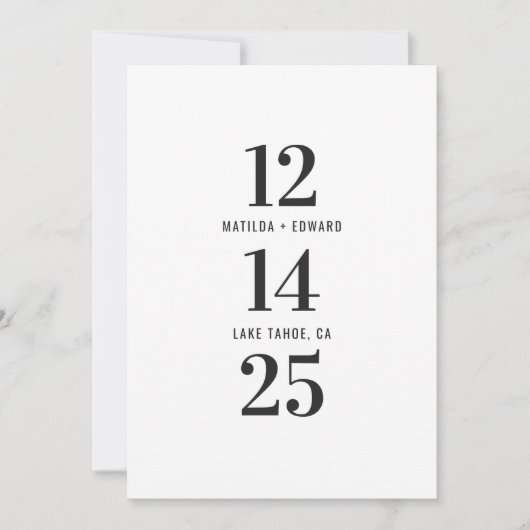 Modern, grafisch, typografie monochroom huwelijk save the date (Voorkant)