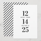 Modern, grafisch, typografie monochroom huwelijk save the date (Voorkant / Achterkant)