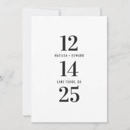 Modern, grafisch, typografie monochroom huwelijk save the date