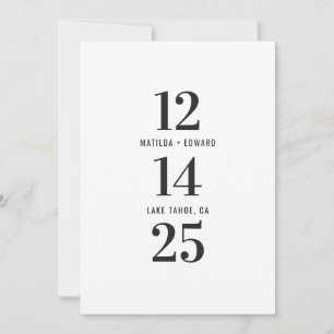 Modern, grafisch, typografie monochroom huwelijk save the date
