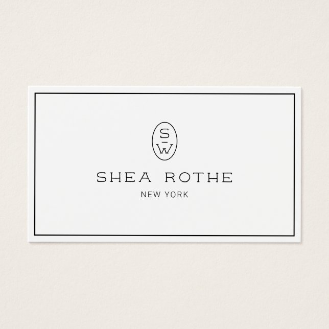 Modern grafisch wit monogram visitekaartje (Voorkant)