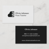 Modern Grand Piano Music Teacher Visitekaartje (Voorkant / Achterkant)