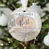 Modern 'GRANDMA' 2 Foto Names & Quote Kerstmis Ornament