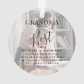 Modern 'GRANDMA' 2 Foto Names & Quote Kerstmis Ornament (achterkant)