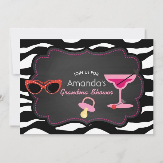 Modern Grandma Baby shower Chalkboard Invitation Kaart (Voorkant)