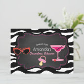 Modern Grandma Baby shower Chalkboard Invitation Kaart (Staand voorkant)