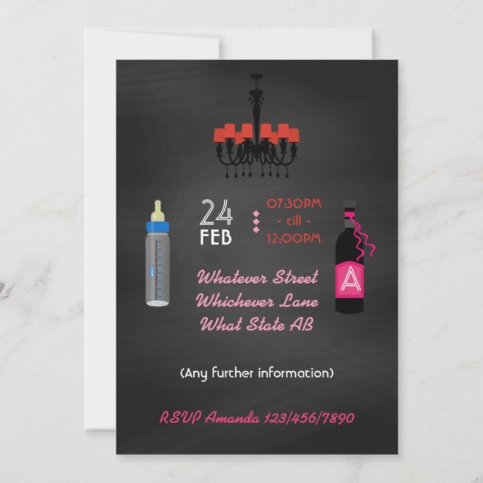 Modern Grandma Baby shower Chalkboard Invitation Kaart (Achterkant)
