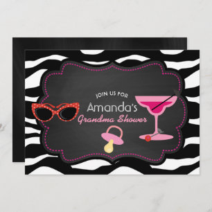 Modern Grandma Baby shower Chalkboard Invitation Kaart