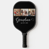Modern Grandma Established 3 Photo White Script Pickleball Paddle (Voorkant)
