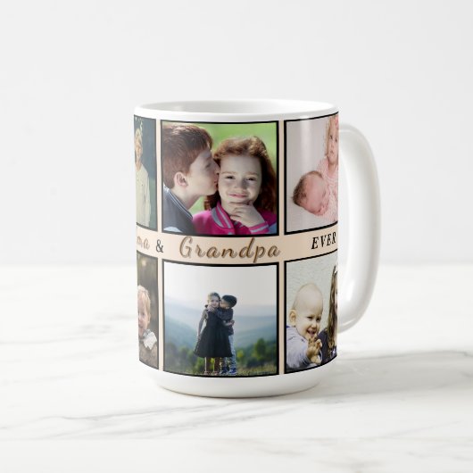 Modern Grandma & Grandpa – Custom 8-Photo Mug Koffiemok (Voorkant rechts)