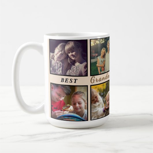 Modern Grandma & Grandpa – Custom 8-Photo Mug Koffiemok (Links)