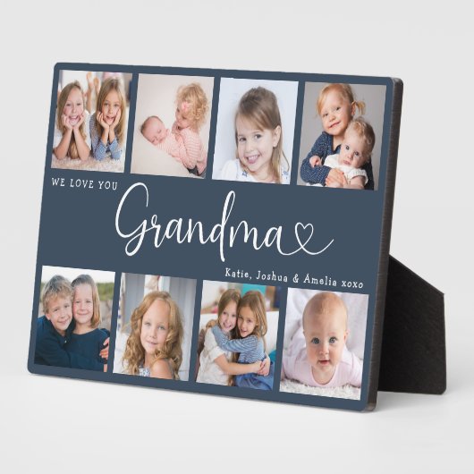 Modern Grandma Photo Collage Heart Script Fotoplaat (Zijkant)