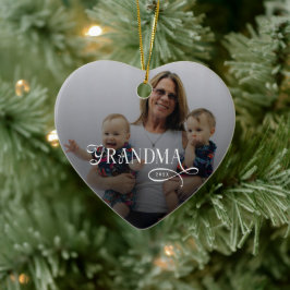 Modern Grandma Photo Personalized Keramisch Ornament