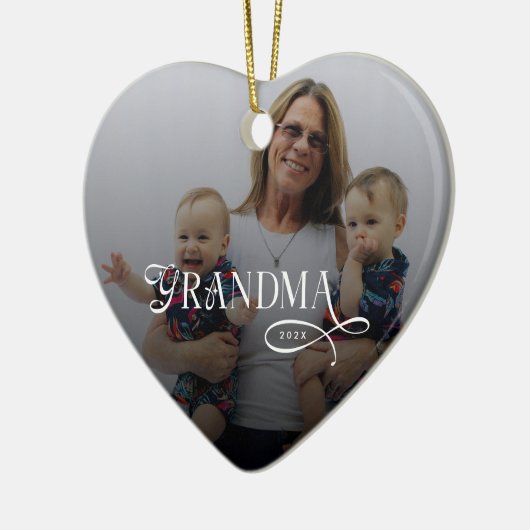 Modern Grandma Photo Personalized Keramisch Ornament (Links)