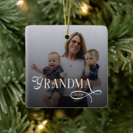 Modern Grandma Photo Personalized Keramisch Ornament