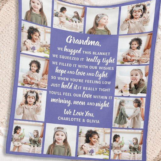 Modern Grandma Poem Grandouders Photo Collage Fleece Deken