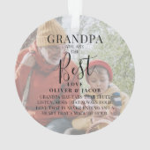 Modern 'GRANDPA' 2 Foto Names & Quote Kerstmis Ornament (achterkant)