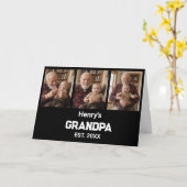 Modern Grandpa Est. Name Year 3 Photo Card Kaart (Gele Bloem)