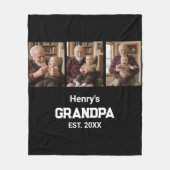 Modern Grandpa Est. Name Year 3 Photo Fleece Deken (Voorkant)