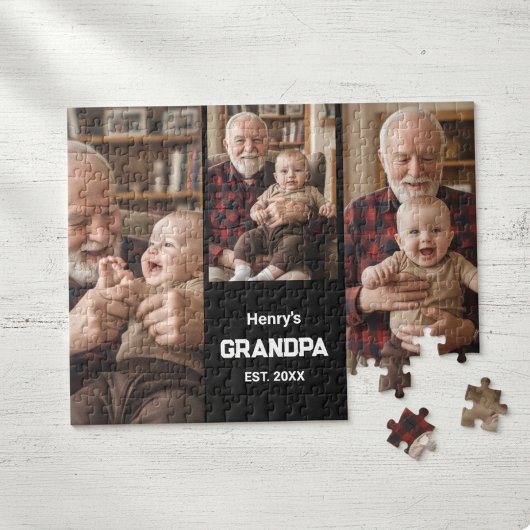 Modern Grandpa Est. Name Year 3 Photo  Legpuzzel